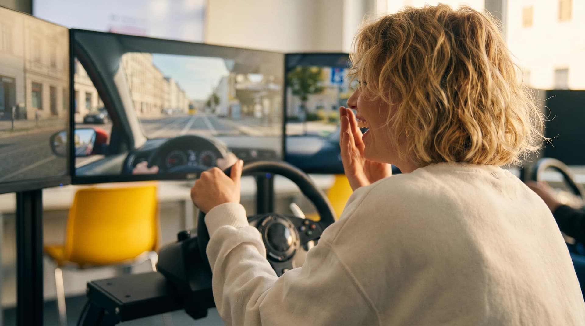 Fahrschüler am Simulator
