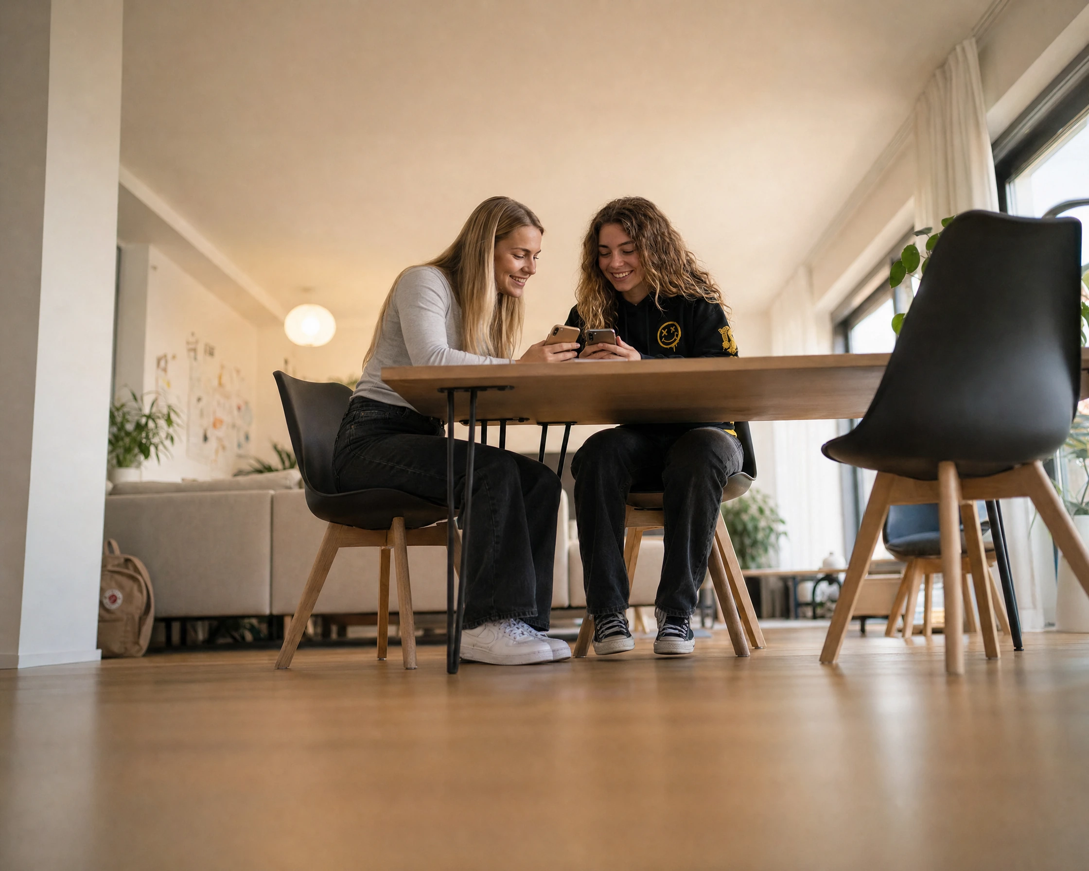 Fahrschüler:innen lernen gemeinsam mit App und Laptop