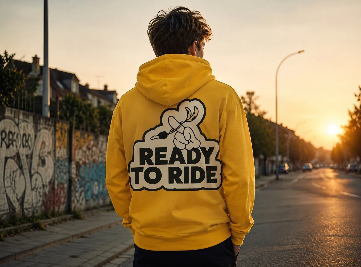 Street-Monkeys-Fahrschüler im gelben Hoodie