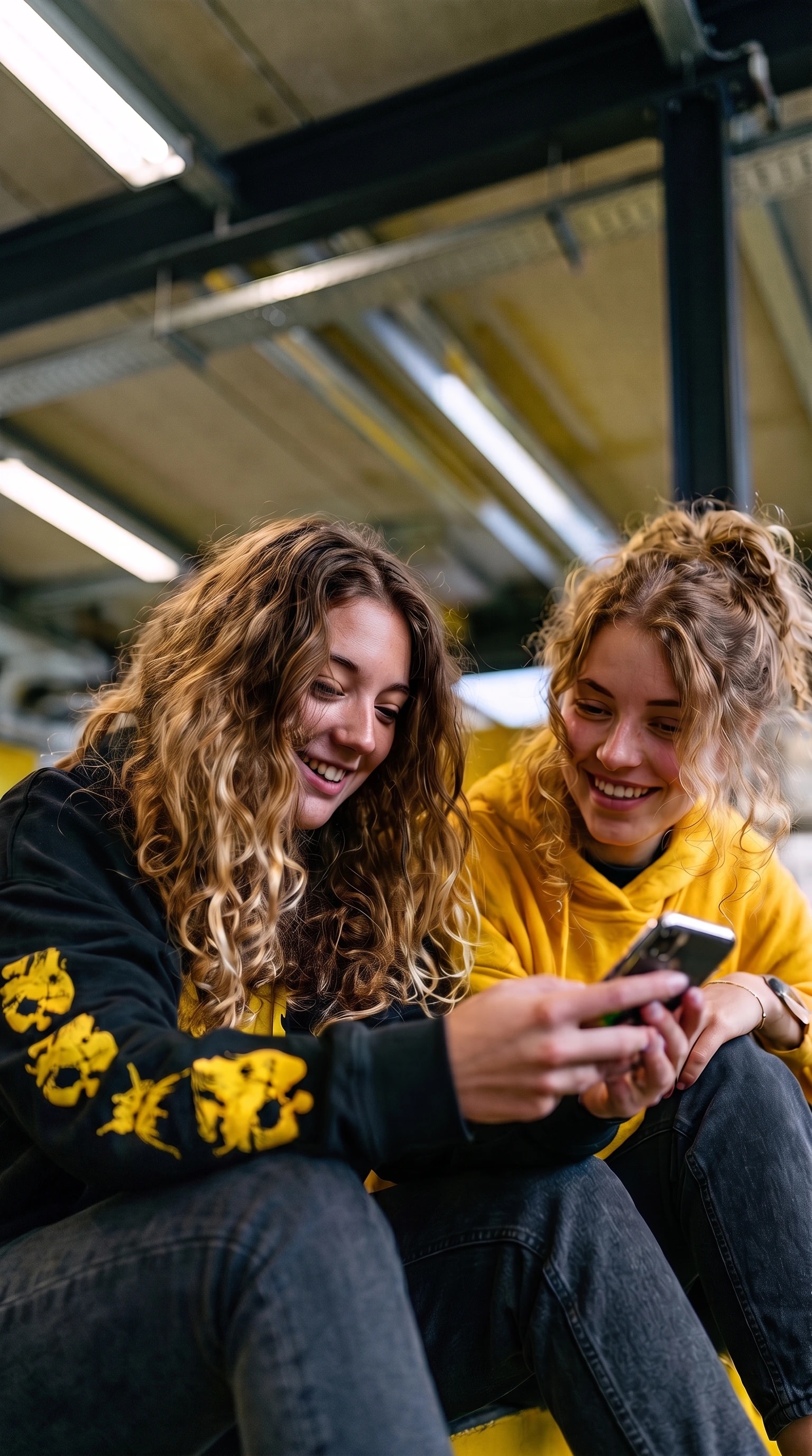 Zwei Fahrschüler:innen lernen gemeinsam am Handy